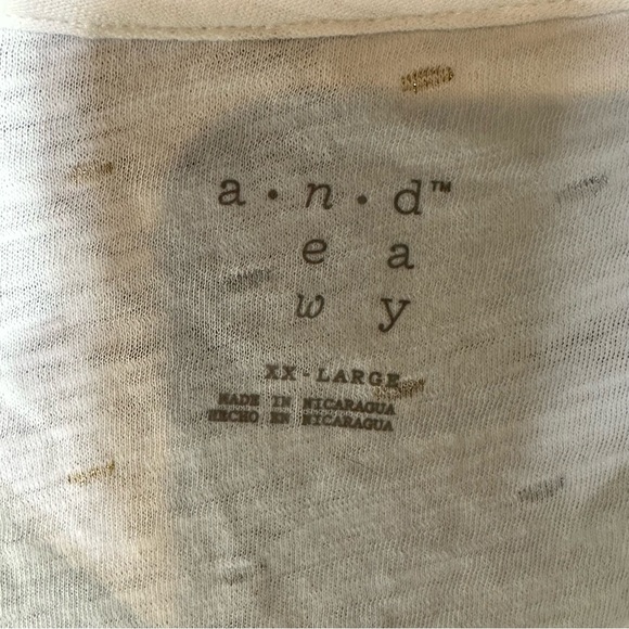 Merona White Silver & Gold Sparkling V Neck Flowy Tee Large XXL New w/o tags - Picture 5 of 10